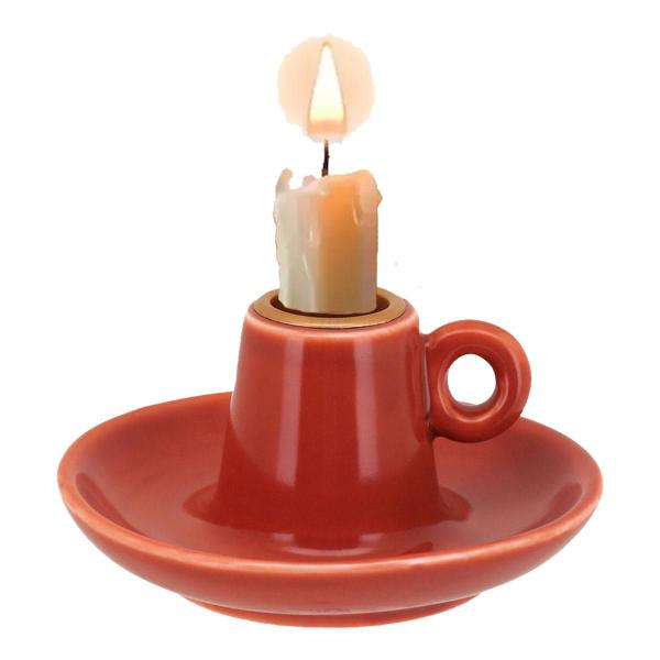 Castiçal De Cerâmica Laranja Porta Velas Com Pegador 6x11cm - NH Imagem de Castiçal De Cerâmica Laranja Porta Velas Com Pegador 6x11cm