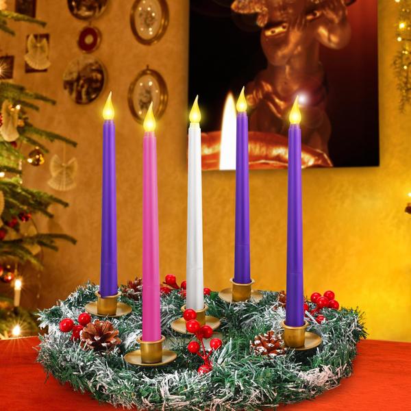 Imagem de Castiçal de coroa de advento de Natal Toncy 30cm com 5 velas