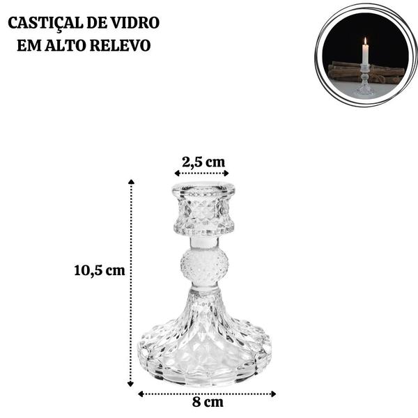 Imagem de Castiçal De Vidro Em Alto Relevo 10,5cm