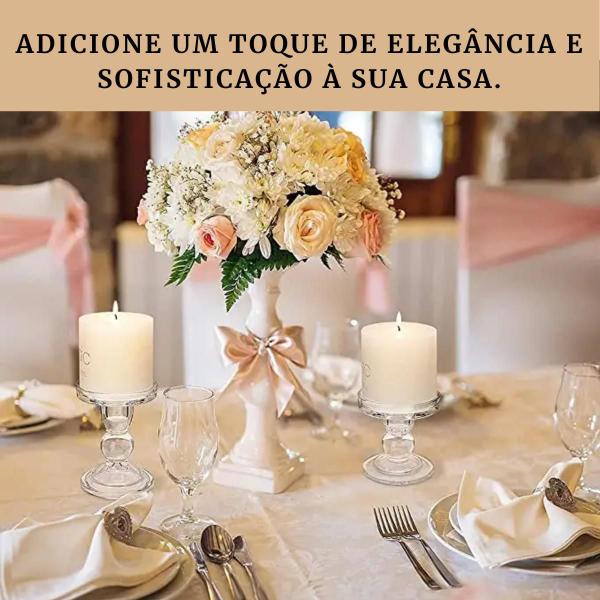 Imagem de Castiçal de Vidro Porta Vela Enfeite Decoração Mesa Elegante Suporte Transparente