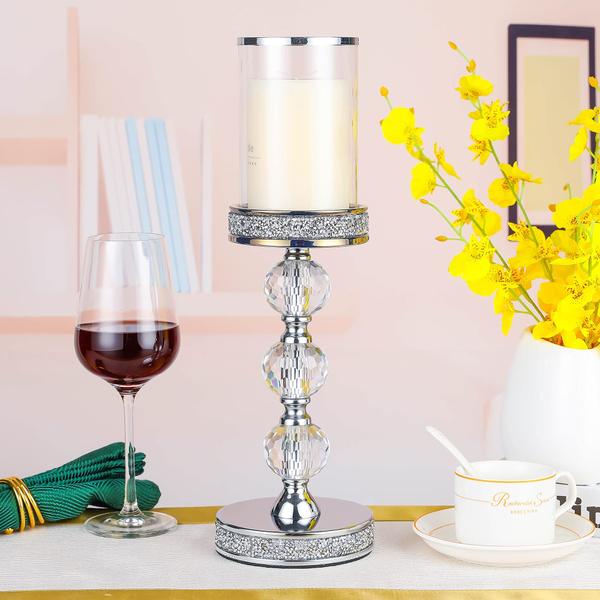 Imagem de Castiçal Hanjue Pillar Candle Metal Crystal 38,5 cm