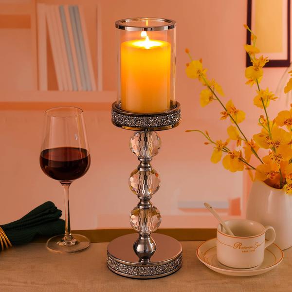 Imagem de Castiçal Hanjue Pillar Candle Metal Crystal 38,5 cm