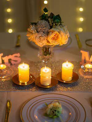 Castiçal Inweder Iron Plate Gold para velas Pillar x3 Imagem de Castiçal Inweder Iron Plate Gold para velas Pillar x3