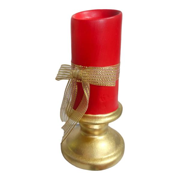 Imagem de Castical porta vela de Natal Decorativa 2 peças Vermelho