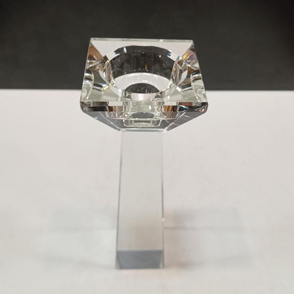 CASTIÇAL PORTA VELA DECORATIVO 19x6x6cm CRISTAL TRANSPARENTE - NH Imagem de CASTIÇAL PORTA VELA DECORATIVO 19x6x6cm CRISTAL TRANSPARENTE