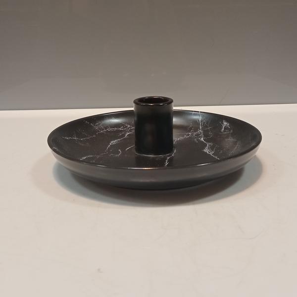 CASTIÇAL PORTA VELA DECORATIVO CERÂMICA 5x15x15cm PRETO - NH Imagem de CASTIÇAL PORTA VELA DECORATIVO CERÂMICA 5x15x15cm PRETO