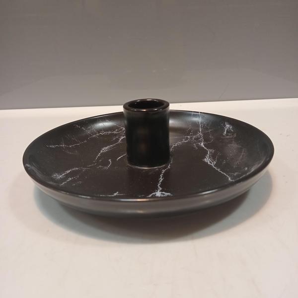 CASTIÇAL PORTA VELA DECORATIVO CERÂMICA 5x15x15cm PRETO - NH Imagem de CASTIÇAL PORTA VELA DECORATIVO CERÂMICA 5x15x15cm PRETO