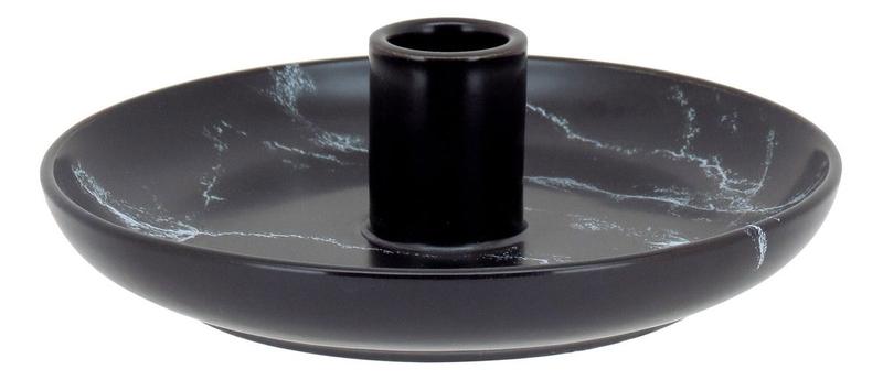 CASTIÇAL PORTA VELA DECORATIVO CERÂMICA 5x15x15cm PRETO - NH Imagem de CASTIÇAL PORTA VELA DECORATIVO CERÂMICA 5x15x15cm PRETO