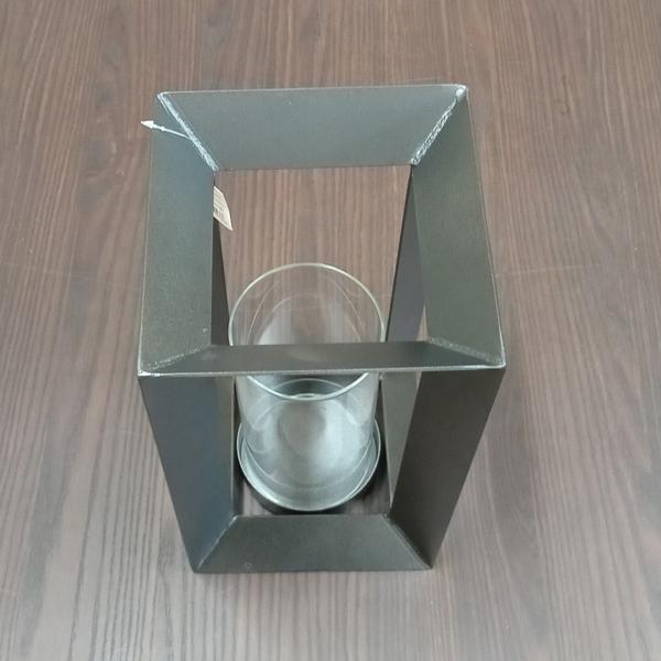 CASTIÇAL PORTA VELA DECORATIVO METAL 33x18x18cm CINZA - NH Imagem de CASTIÇAL PORTA VELA DECORATIVO METAL 33x18x18cm CINZA