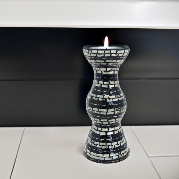 Imagem de Castiçal Porta Velas Candelabro Decorativo Porcelana Objeto de Decoração Enfeite Vaso Centro de Mesa 25cm 