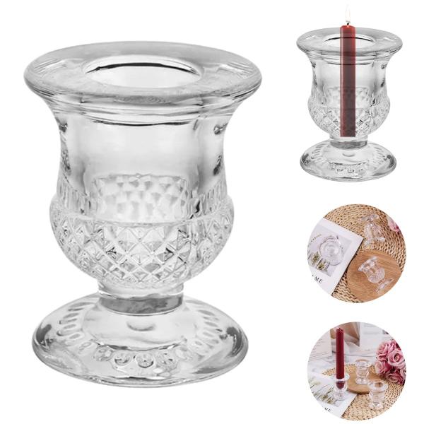Castiçal Porta Velas de Vidro Transparente para Decoração - Freecom Imagem de Castiçal Porta Velas de Vidro Transparente para Decoração