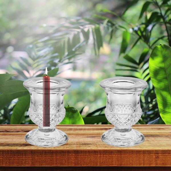 Castiçal Porta Velas de Vidro Transparente para Decoração - Freecom Imagem de Castiçal Porta Velas de Vidro Transparente para Decoração