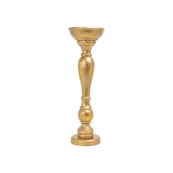 Castiçal porta velas ouro antigo em metal com 37cm - Cromus Imagem de Castiçal porta velas ouro antigo em metal com 37cm