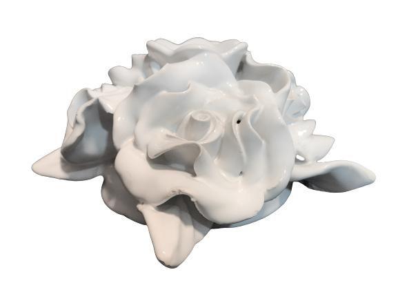 Imagem de Castical rosas em ceramica branco artesanal