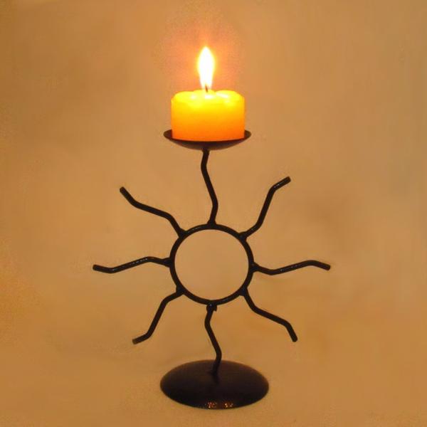 Imagem de Castiçal Sol Céu Decoração Porta Vela Amarela Decorativa