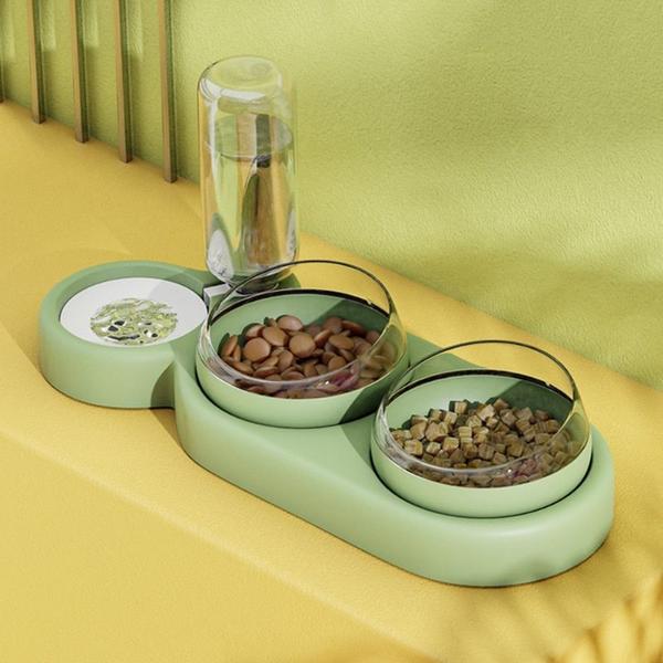 Imagem de Cat Bowl Dog Bowl Cat Food Trough com waterer double bowl água potável água elevada gato profundo prato grande caixa de lixo de capacidade Suprimentos de alimentação e rega de gatos