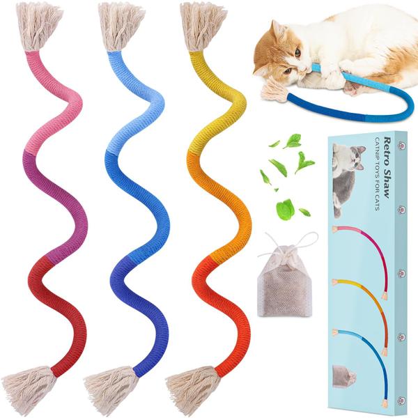 Imagem de Cat Toys Retro Shaw Chew Rope com erva-dos-gatos para gatos domésticos