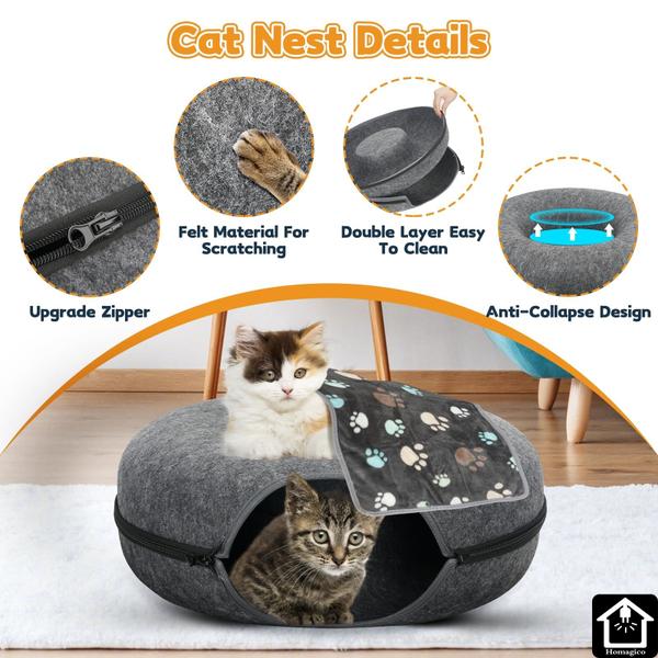 Imagem de Cat Tunnel Bed HOMAGICO Peekaboo Cat Cave para gatos domésticos