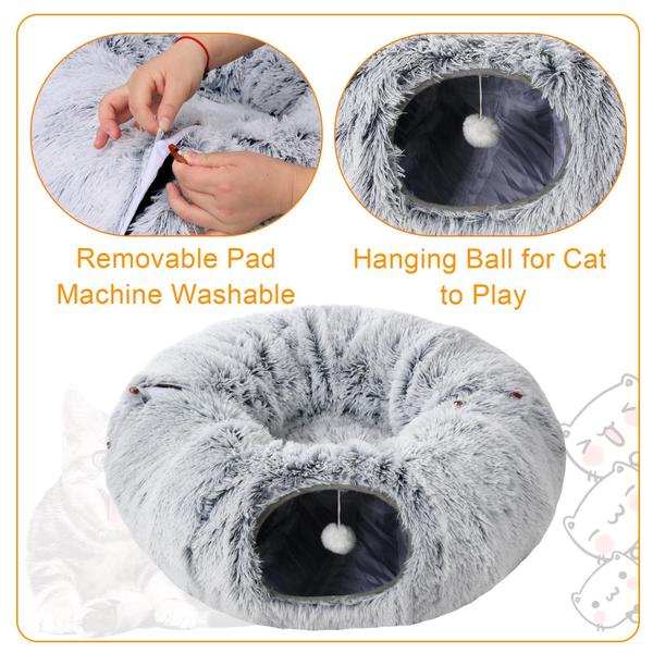 Imagem de Cat Tunnel Bed MADDEMCUTE Warm Plush para gatos que vivem dentro de casa