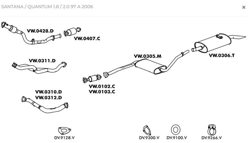 Imagem de Catalisador Volkswagen SANTANA/QUANTUM 1.8/2.0 1997 1998 1999 2000 2001 2002 2003 2004 2005 2006 ORIGINAL-MASTRA VW0428D