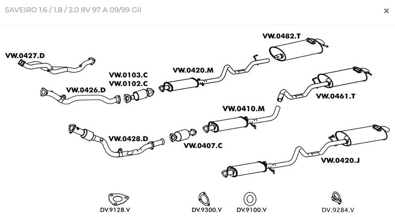 Imagem de Catalisador Volkswagen SAVEIRO 1.6 / 1.8 / 2.0 8V 1997 1998 ATÉ 09/1999 GII ORIGINAL-MASTRA VW0428D