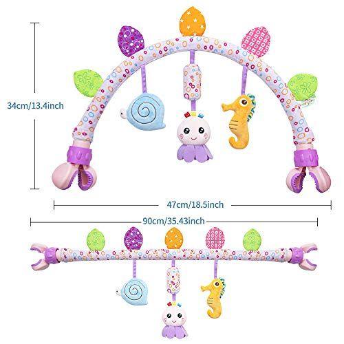 Imagem de Caterbee Travel Arch Bassinet Brinquedos para Baby Stroller, Crib & Pram. Brinquedo de barra de atividade para interior e exterior (Purle)