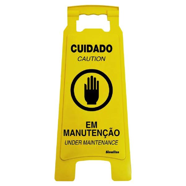 Imagem de Cavalete Amarelo 27x65cm Cuidado - Em Manutenção - 700AM - SINALIZE