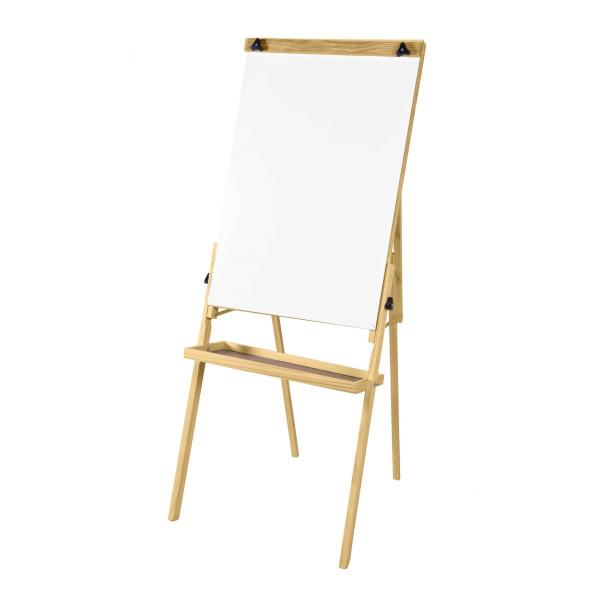 Imagem de Cavalete Flip Chart Porta Bloco Com Quadro Branco Estrutura Madeira Pinus Natural Altura Ajustável 1,63 ou 1,72 Metros 2510 SOUZA