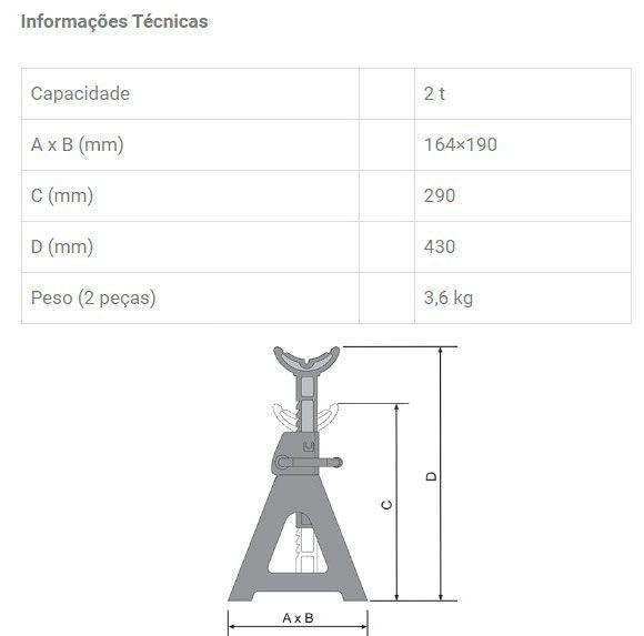 Imagem de Cavalete Mecânico para 2 Toneladas 2 Peças CT2000 Bovenau