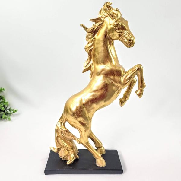 Imagem de Cavalo Decorativo Dourado 40X22X9Cm Escultura Pet Decor