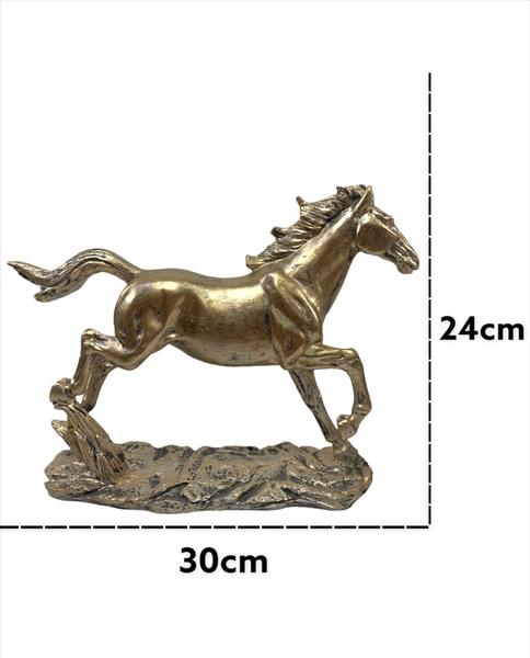 Imagem de Cavalo Dourado Galope Estatueta Decorativa Resina