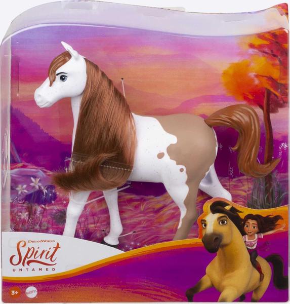 Imagem de Cavalo Spirit Untamed Mattel, cabeça móvel, crina longa, postura brincalhona e cores bonitas. Presente ideal para fãs de cavalos a partir de 3 anos. 