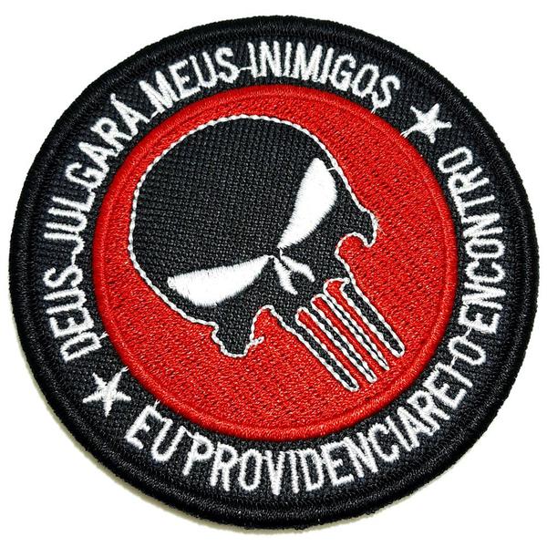 Imagem de Caveira Deus Julgará Patch Bordado Fecho Contato Para Camisa