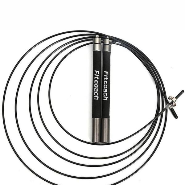 Imagem de CCorda Speed Rope Fitcoach Com Rolamento CrossTraining Preto Para Treinamento MMA Double Triple Unde