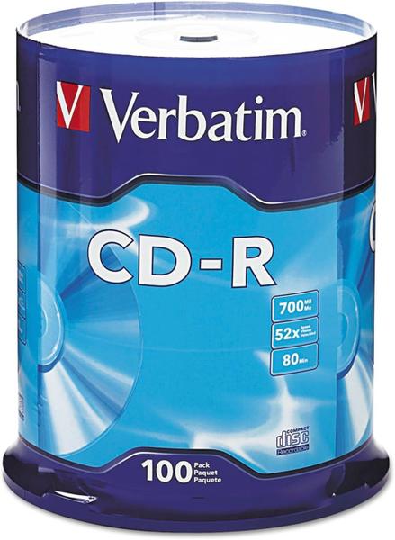 CD-R Verbatim 700MB (80 Minutos) 52X - 100 Unidades - CD Virgem