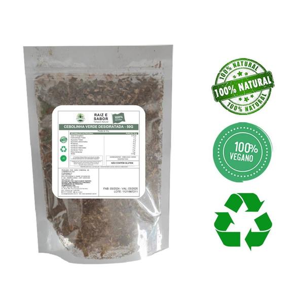 Cebolinha Verde Desidratada 50g Raiz e Sabor Imagem de Cebolinha Verde Desidratada 50g Raiz e Sabor