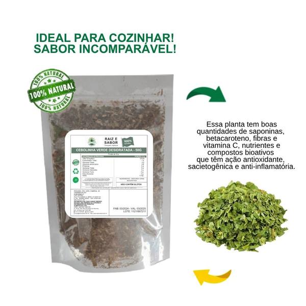 Cebolinha Verde Desidratada 50g Raiz e Sabor Imagem de Cebolinha Verde Desidratada 50g Raiz e Sabor