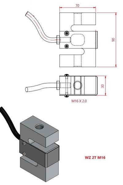 Imagem de Célula de Carga Tipo Z 2000 Kg M16 Sensor de Peso