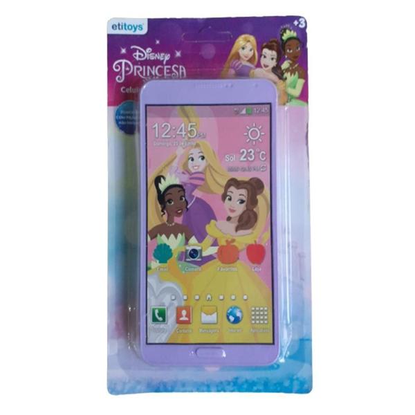 Imagem de Celular De Brinquedo Smartphone Disney Princesas Lilas C/Som