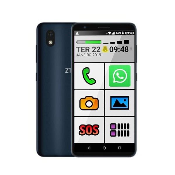 Imagem de Celular Do Idoso Smartphone Fácil Usar 32gb Botão Grande Zte Cinza