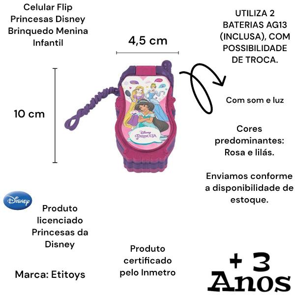 Imagem de Celular Flip Princesas da Disney Brinquedo Menina Infantil