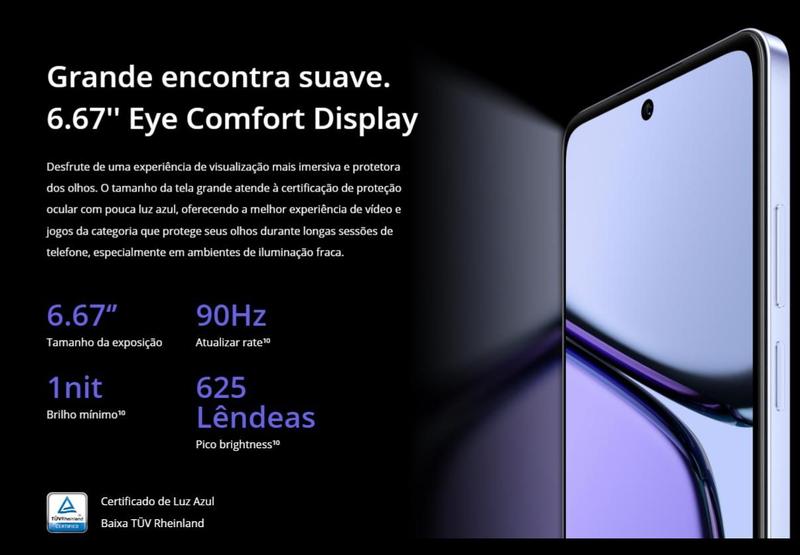 Imagem de Celular Realme C65 NFC 256GB / 128GB  12GB Ram Premium Design câmera 50MPX Tela 6.74 Resistente a água IPX54 Global Dual Sim lançamento 2024