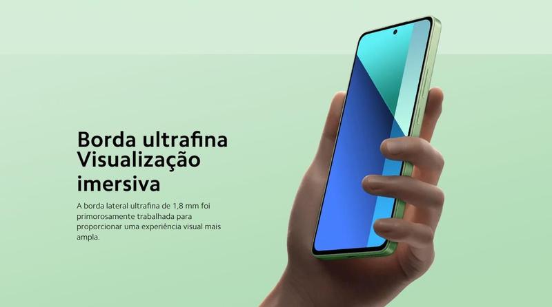 Imagem de Celular Redmi Note 13 256GB / 8GB de RAM, Verde, Xiaomi, Camera 108 Mpx, Bluetooth 5.3, 4G, Dual SIM, Versão de Lançamento