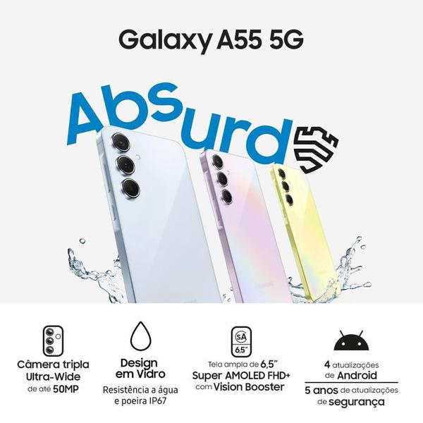 Imagem de Celular Samsung Galaxy A55 5G, Câmera Tripla até 50MP, Tela  6.6, 256GB