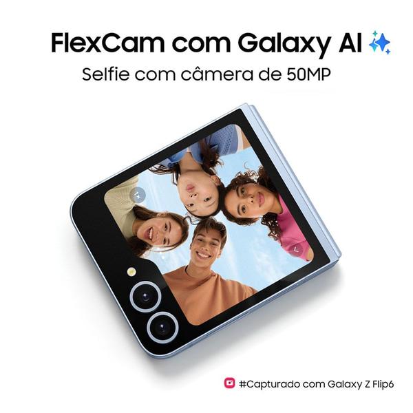 Imagem de Celular Samsung Galaxy Z Flip6 5G, 512GB, 12GB RAM, Tela 6.7", Câm. Dupla + Selfie 50MP, Galaxy AI