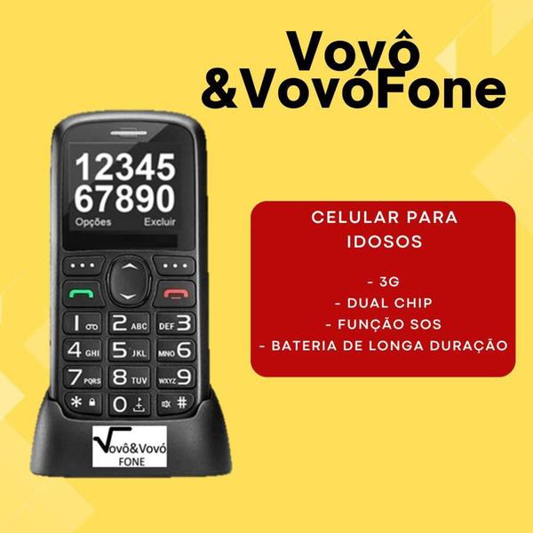 Imagem de Celular vovô&vovófone 3g teclas grandes botão sos - MULTILASER