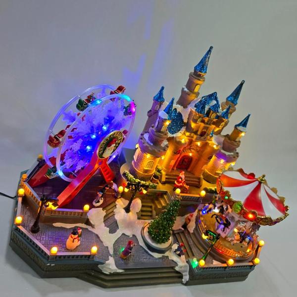 Imagem de Cenário de natal castelo com movimentos - musical - iluminação - bivolt 