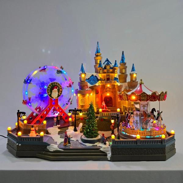 Imagem de Cenário de natal castelo com movimentos - musical - iluminação - bivolt 