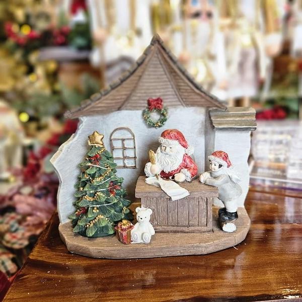 Imagem de Cenário Decoração Natalina em resina e luz de led Cartas Papai Noel 18cm