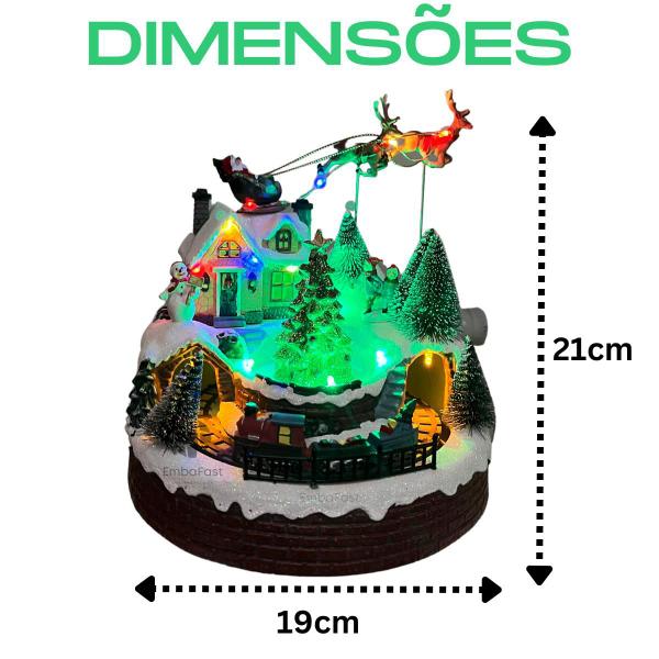 Imagem de Cenário Vila Natalina C/ Luz Som Movimento Papai Noel Natal Enfeite Luzes Iluminado Decoração Pista Patinação Trenó